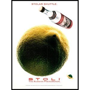 1991 Stolichnaya Russian Vodka Stolar Shuttle Vintage Print Ad Space Wall Art